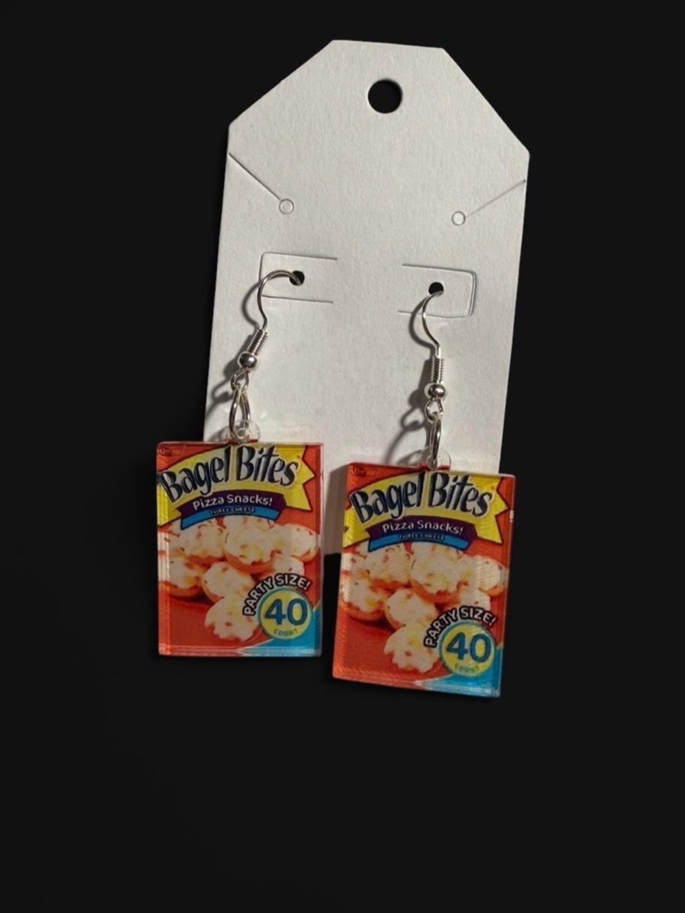 Source Unknown Bagel Bites Pizza Snack Box Earrings - Red, Yellow, Blue